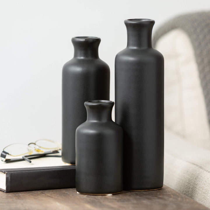 Matte Black Bottle Vase