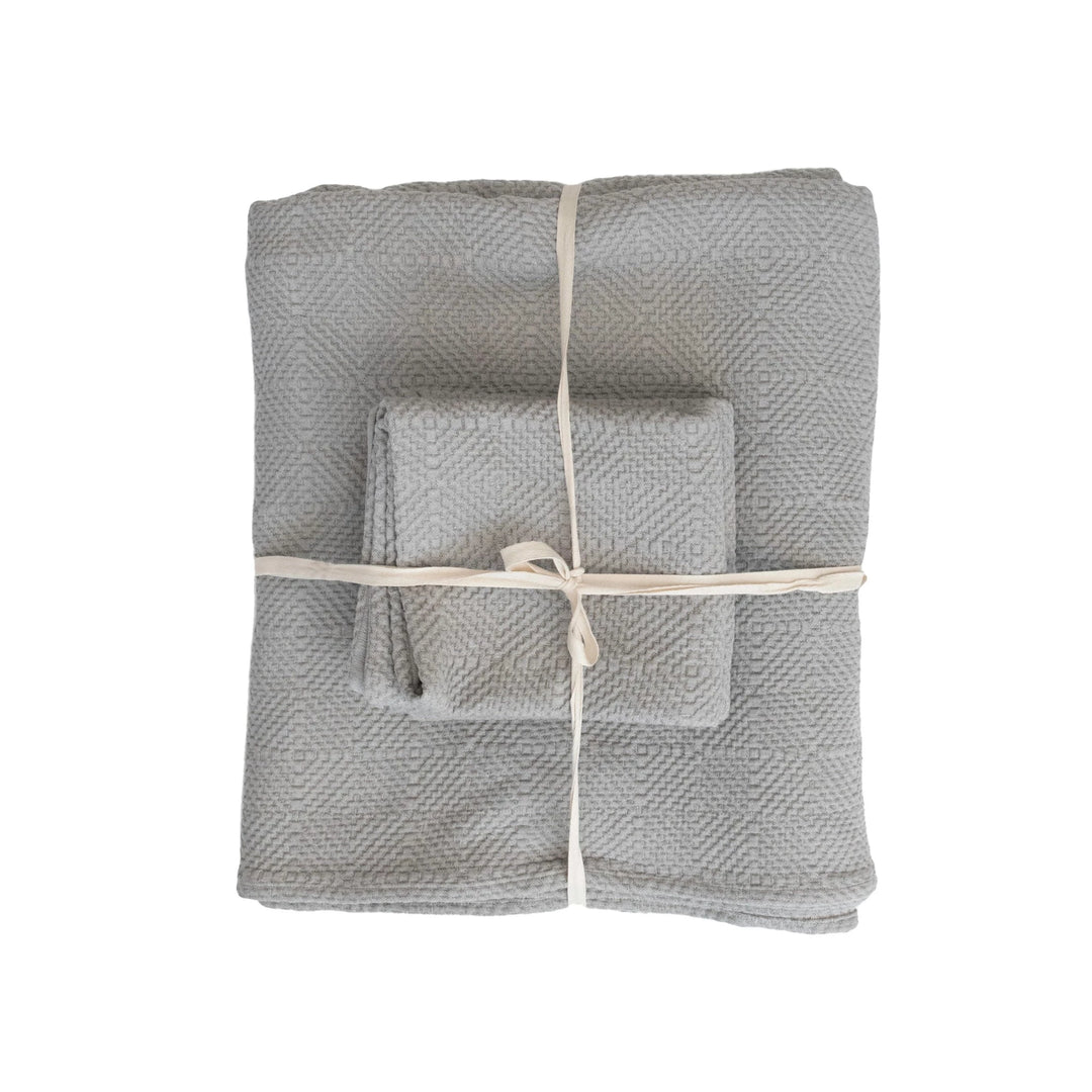 Gray Woven Jacquard Bed Set