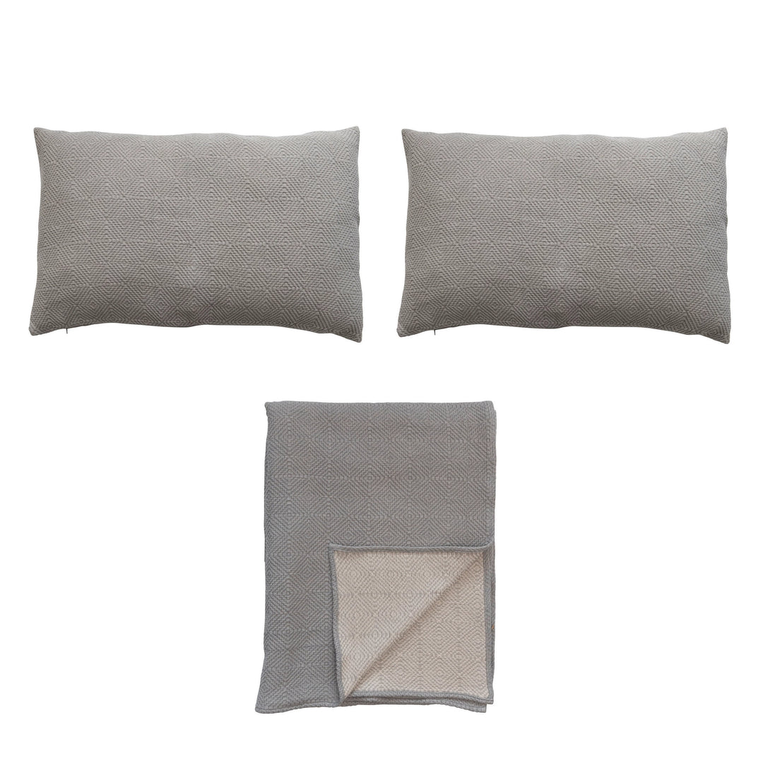 Gray Woven Jacquard Bed Set