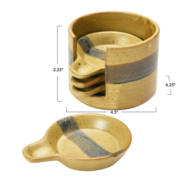 Stoneware Tapas Plates & Holder