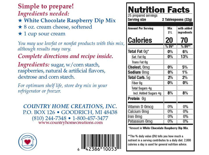 White Chocolate Raspberry Dip Mix