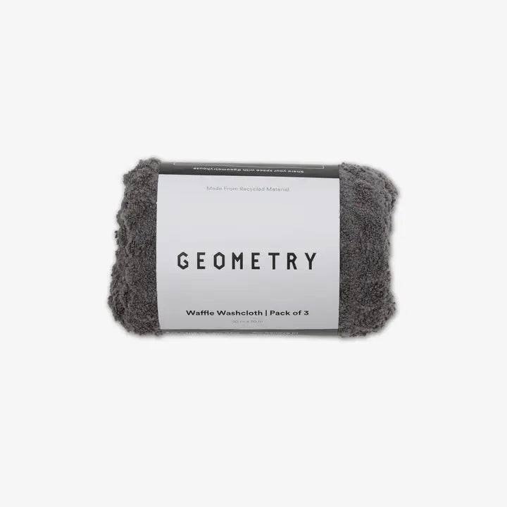 Geometry Charcoal Waffle Washcloth Set