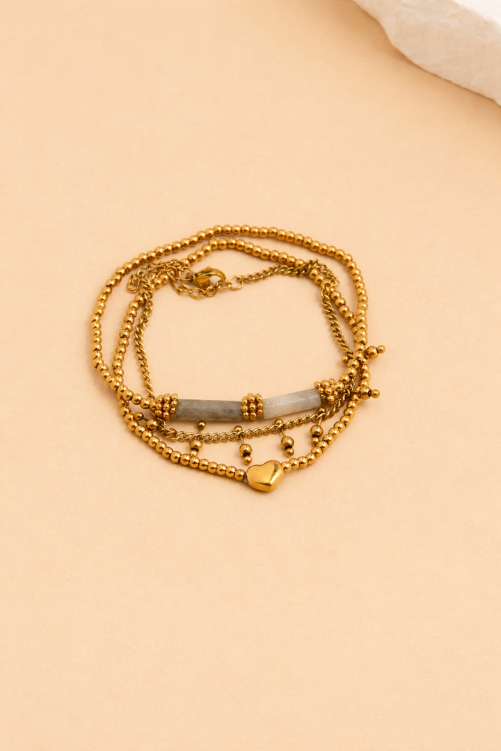 Narelle Waterproof Heart Beaded Bracelet Set