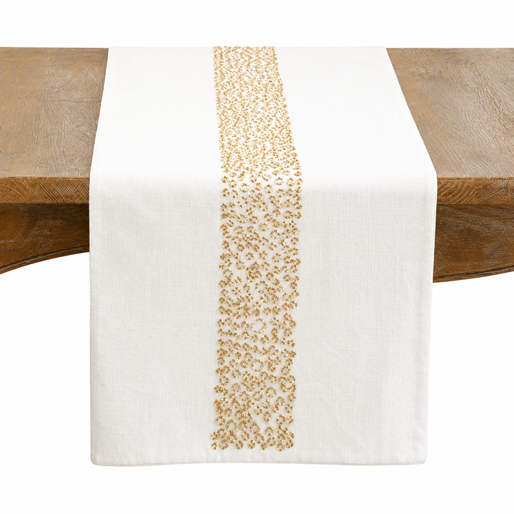 White Beaded Band Runner