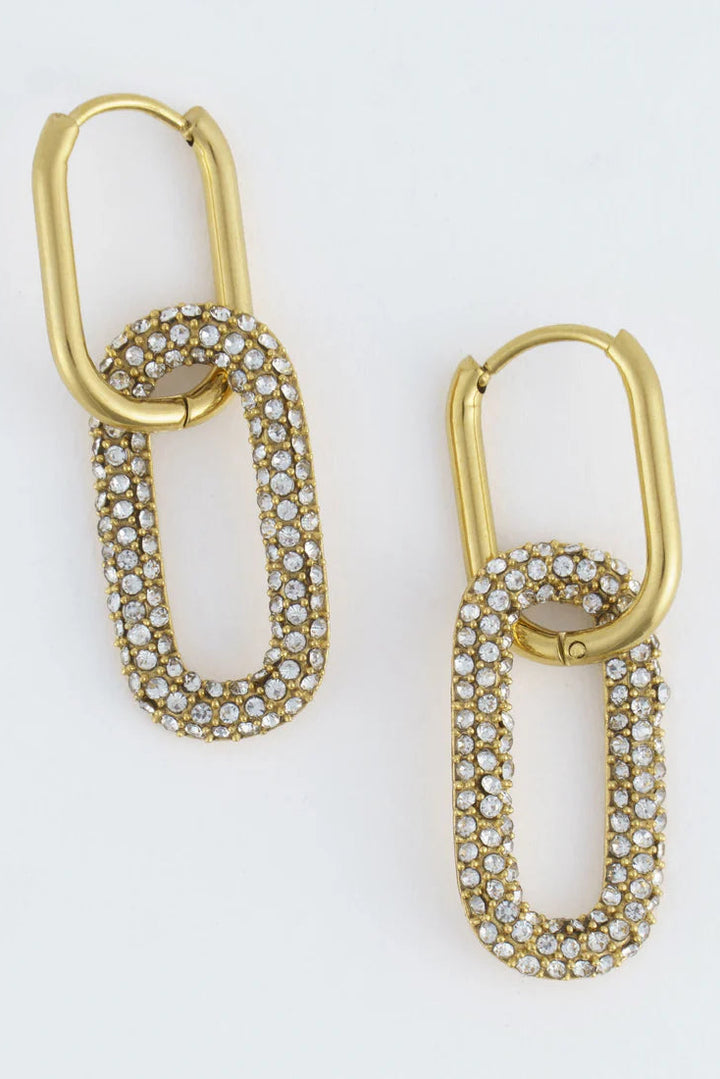 Narelle Waterproof Pave Linked Hoop Earrings