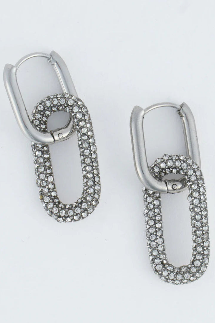 Narelle Waterproof Pave Linked Hoop Earrings