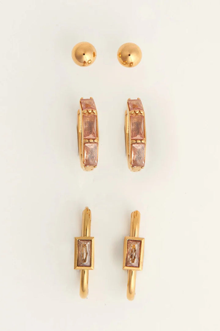 Narelle Waterproof Rectangle Hoop Earring Trio