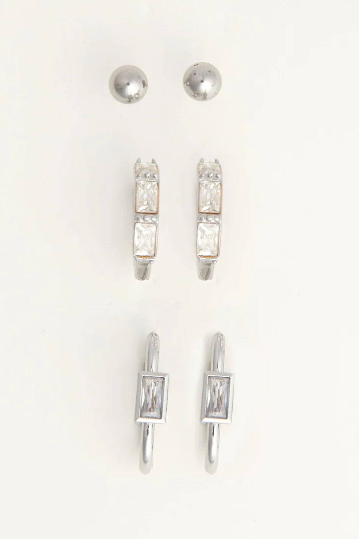 Narelle Waterproof Rectangle Hoop Earring Trio