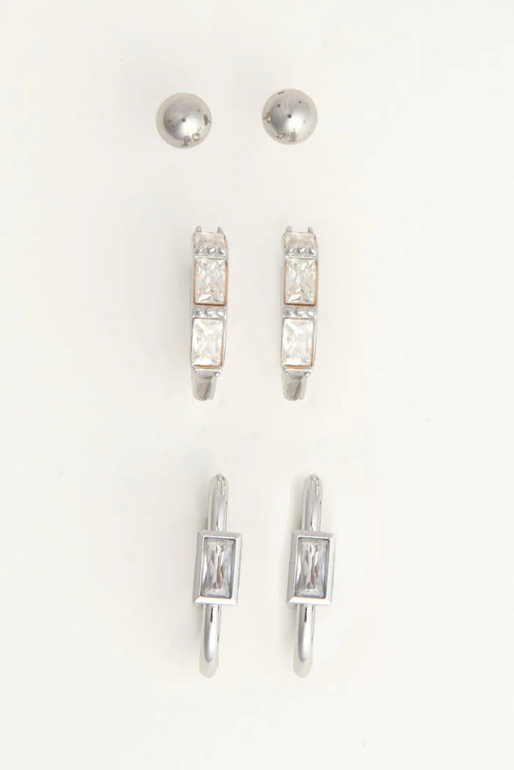 Narelle Waterproof Rectangle Hoop Earring Trio