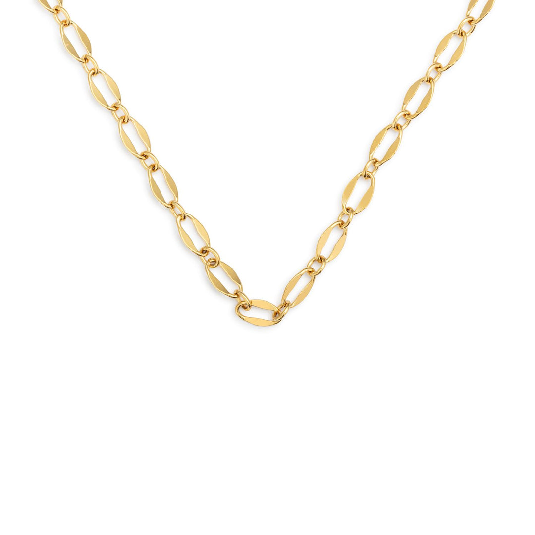 Gold Mirror Oval Chain Necklace