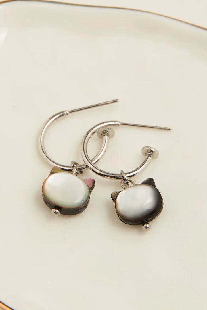 Narelle Waterproof Cat Charm Hoop Earrings
