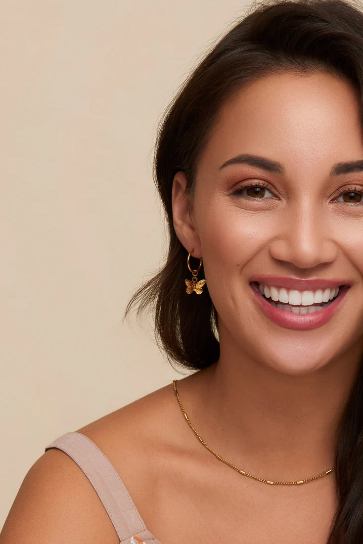 Narelle Waterproof Butterfly Charm Hoop Earrings
