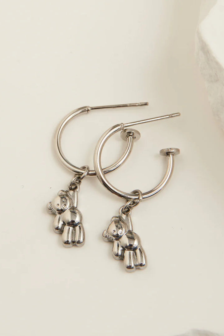 Narelle Waterproof Teddy Bear Charm Hoop Earrings
