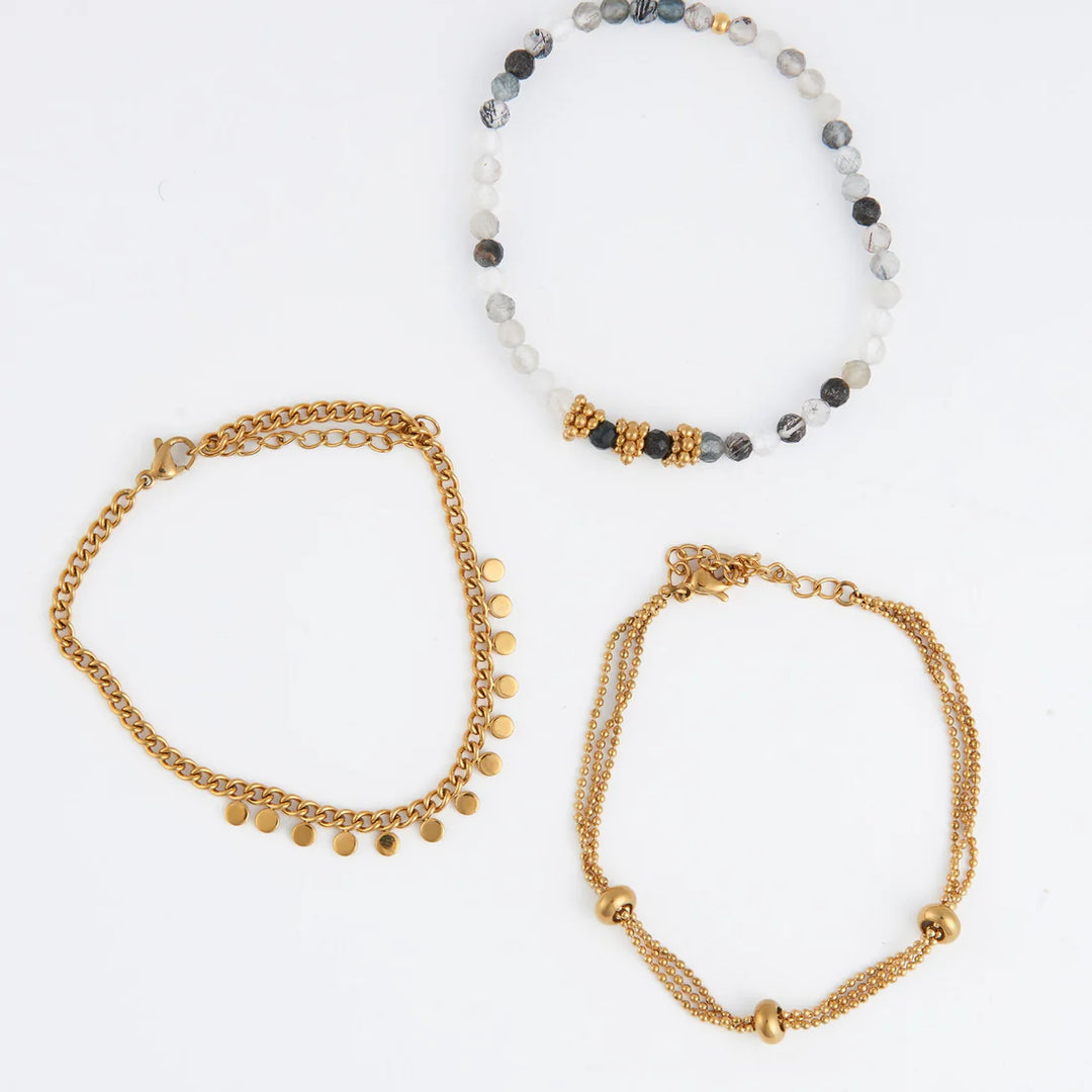 Narelle Waterproof Beaded Chain Bracelet Set