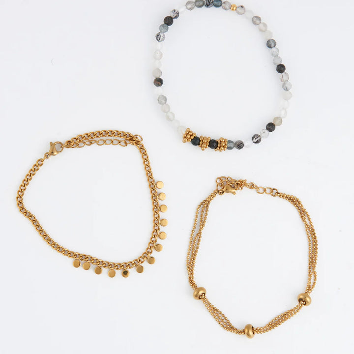 Narelle Waterproof Beaded Chain Bracelet Set