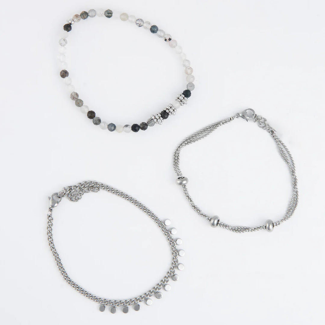 Narelle Waterproof Beaded Chain Bracelet Set