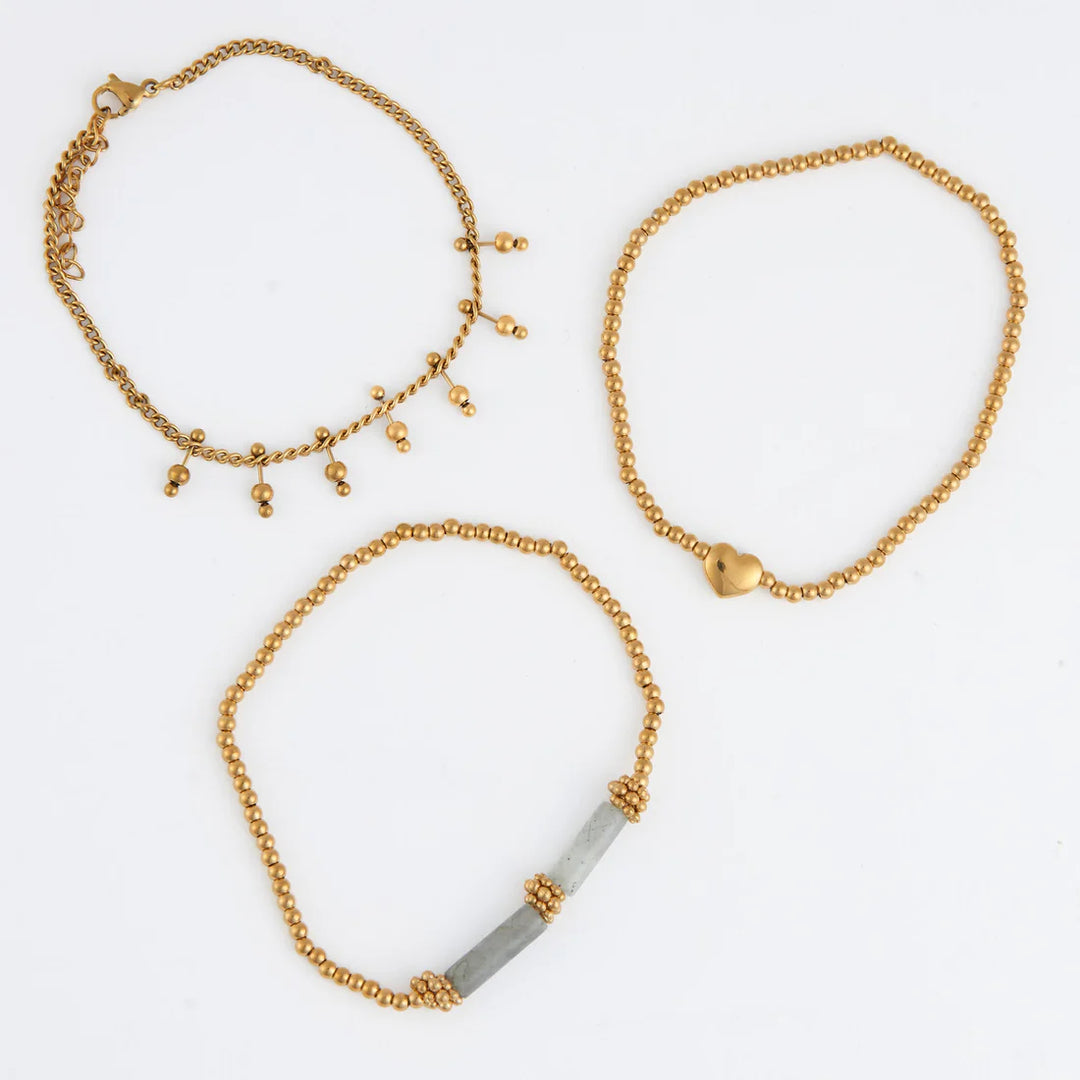 Narelle Waterproof Heart Beaded Bracelet Set