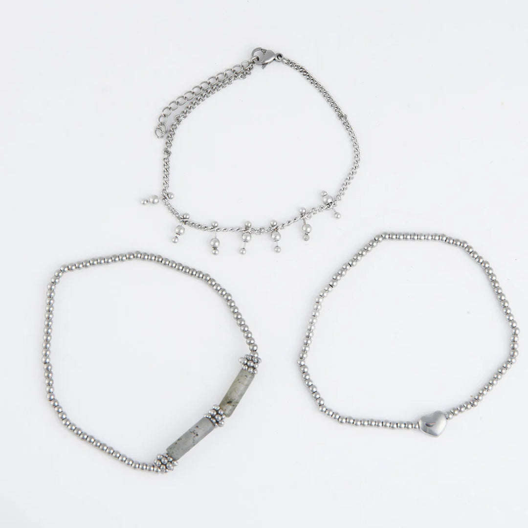 Narelle Waterproof Heart Beaded Bracelet Set