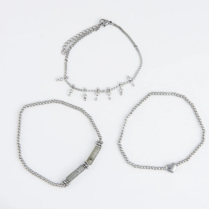 Narelle Waterproof Heart Beaded Bracelet Set