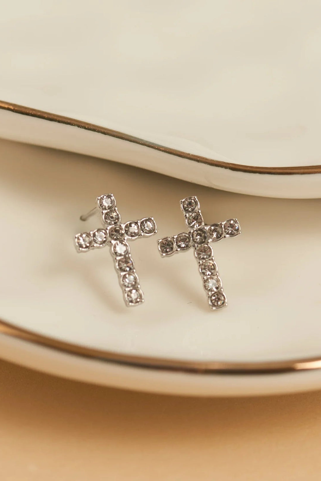 Narelle Waterproof Pave Cross Stud Earrings