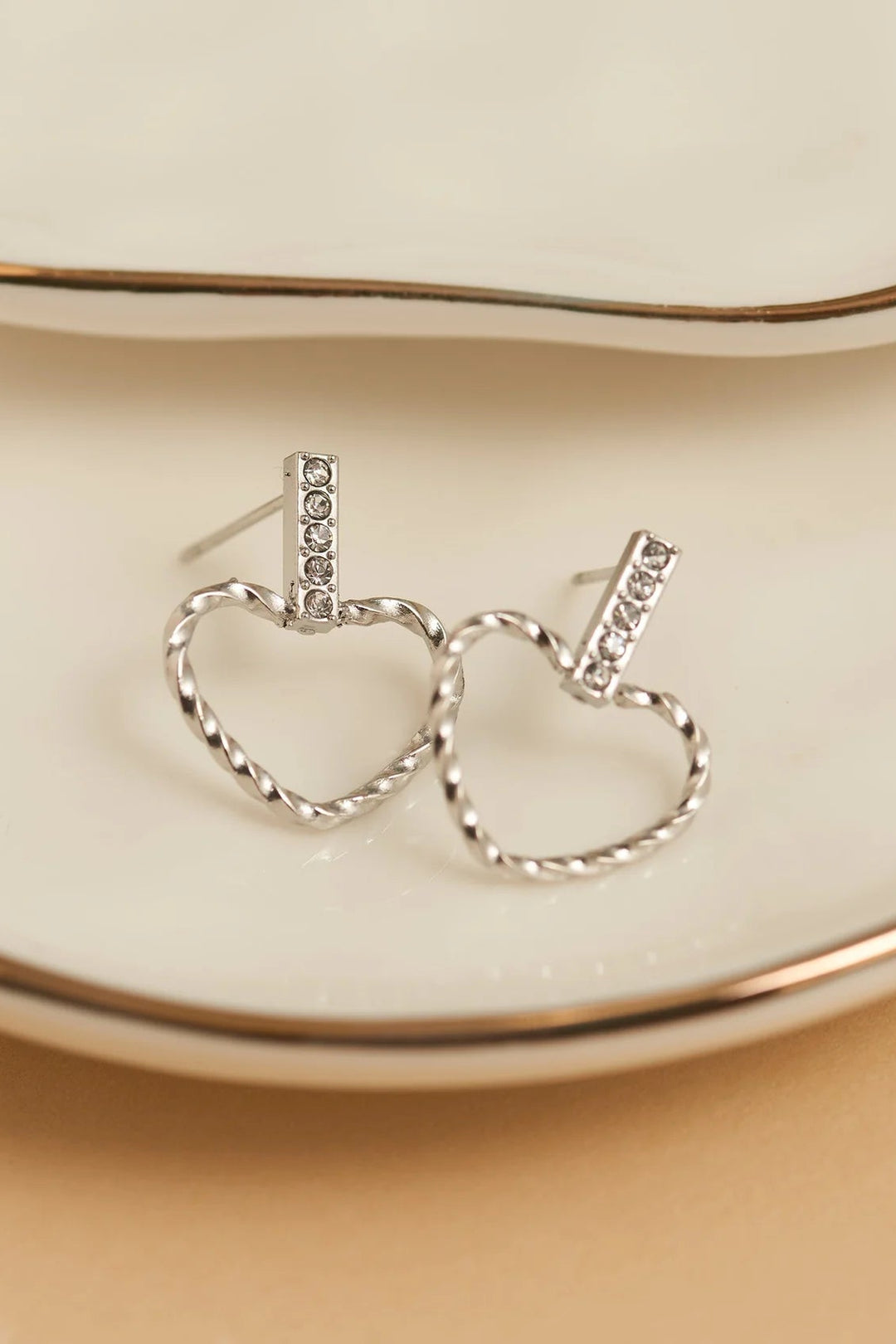 Narelle Waterproof Heart Outline Bar Stud Earrings