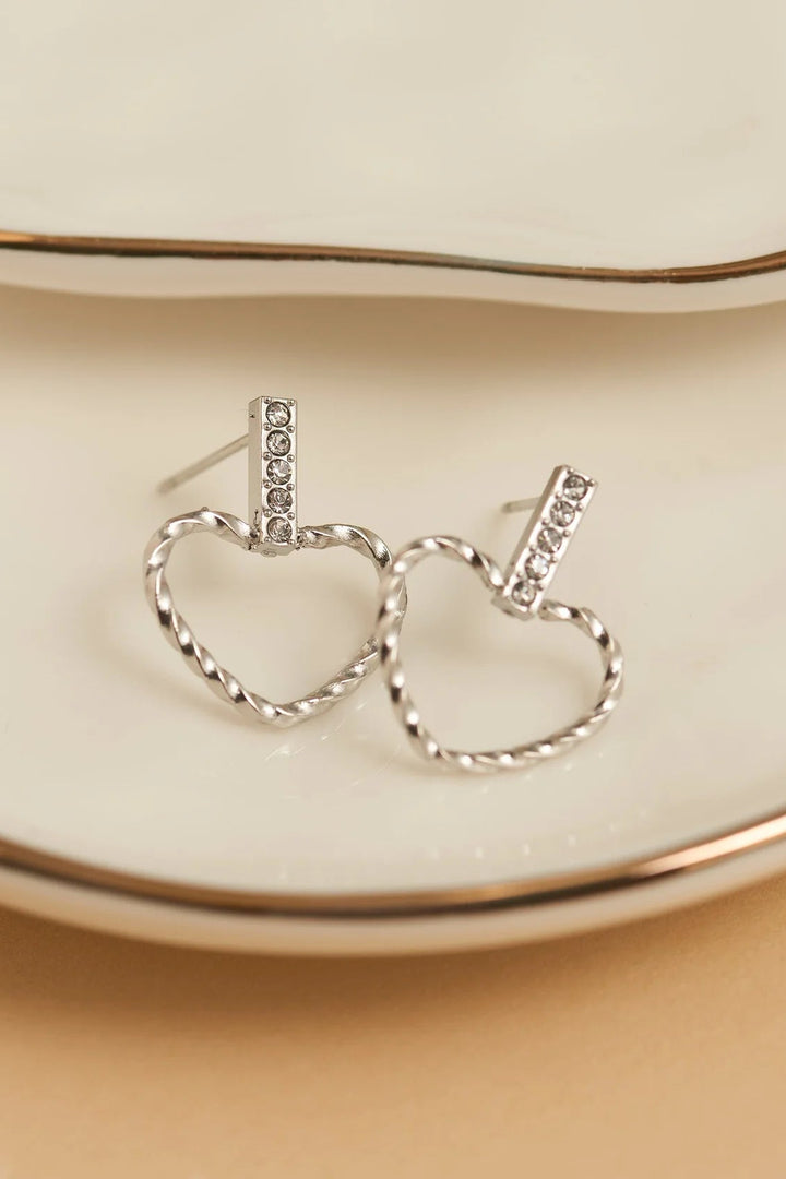 Narelle Waterproof Heart Outline Bar Stud Earrings