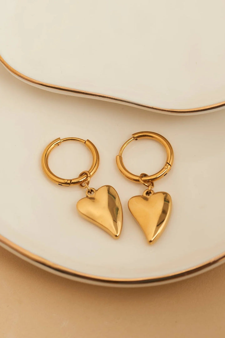 Narelle Waterproof Heart Charm Hoop Earrings