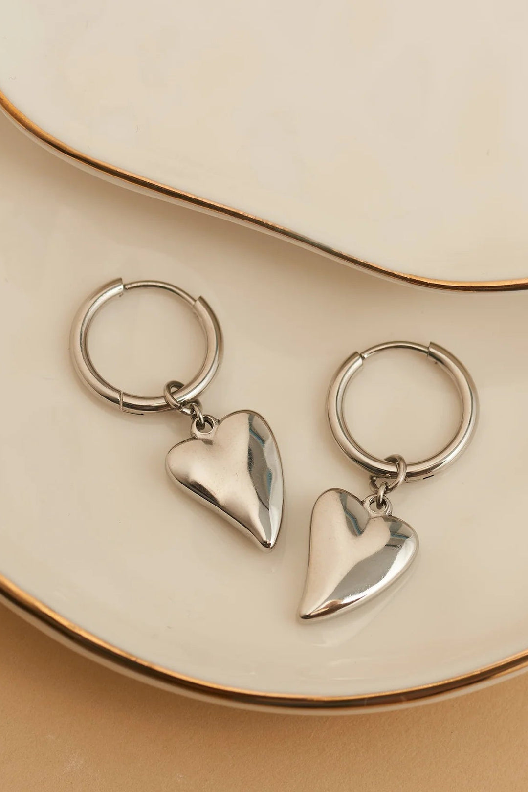 Narelle Waterproof Heart Charm Hoop Earrings