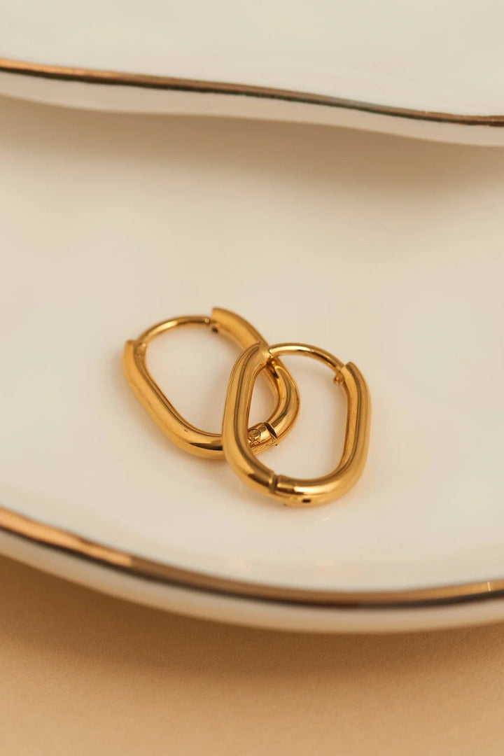 Narelle Waterproof Oval Huggie Hoop Earrings