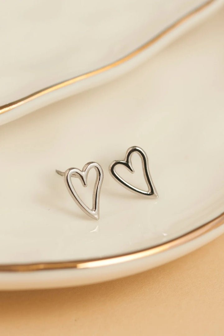 Narelle Waterproof Heart Outline Stud Earrings