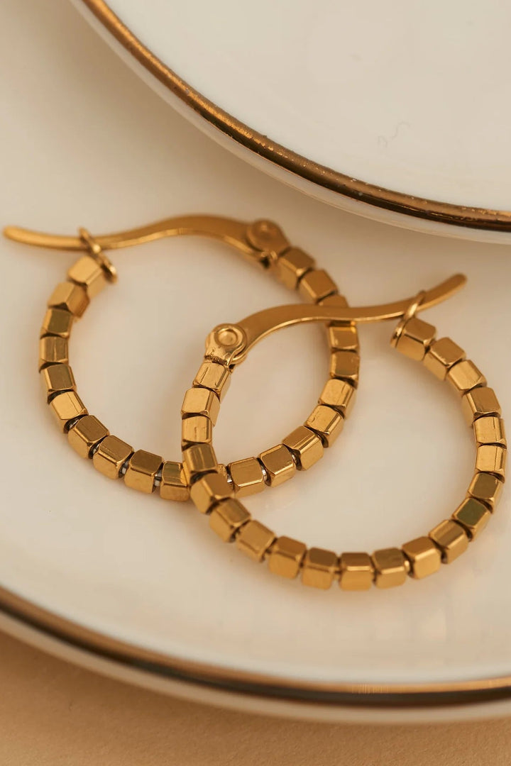 Narelle Waterproof Square Beaded Hoop Earrings