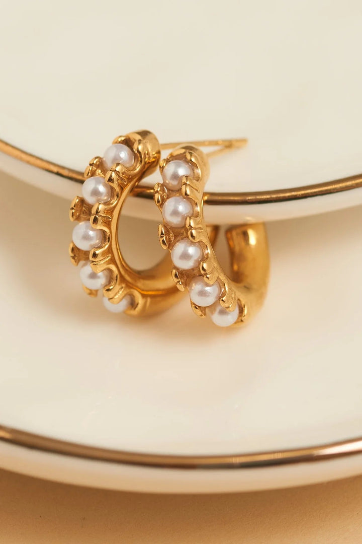 Narelle Waterproof Pearl C-Hoop Earrings