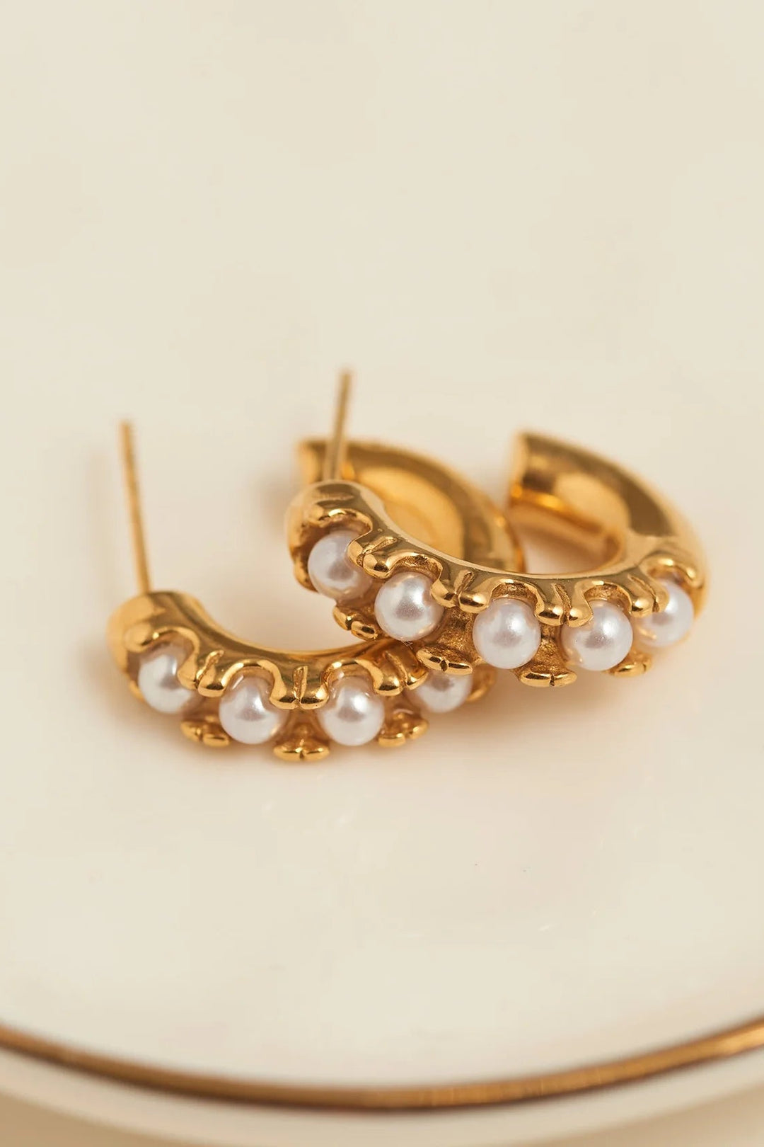 Narelle Waterproof Pearl C-Hoop Earrings