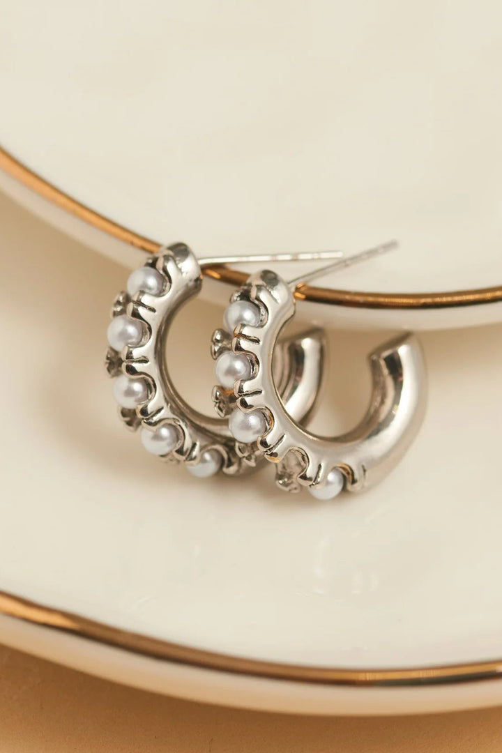 Narelle Waterproof Pearl C-Hoop Earrings