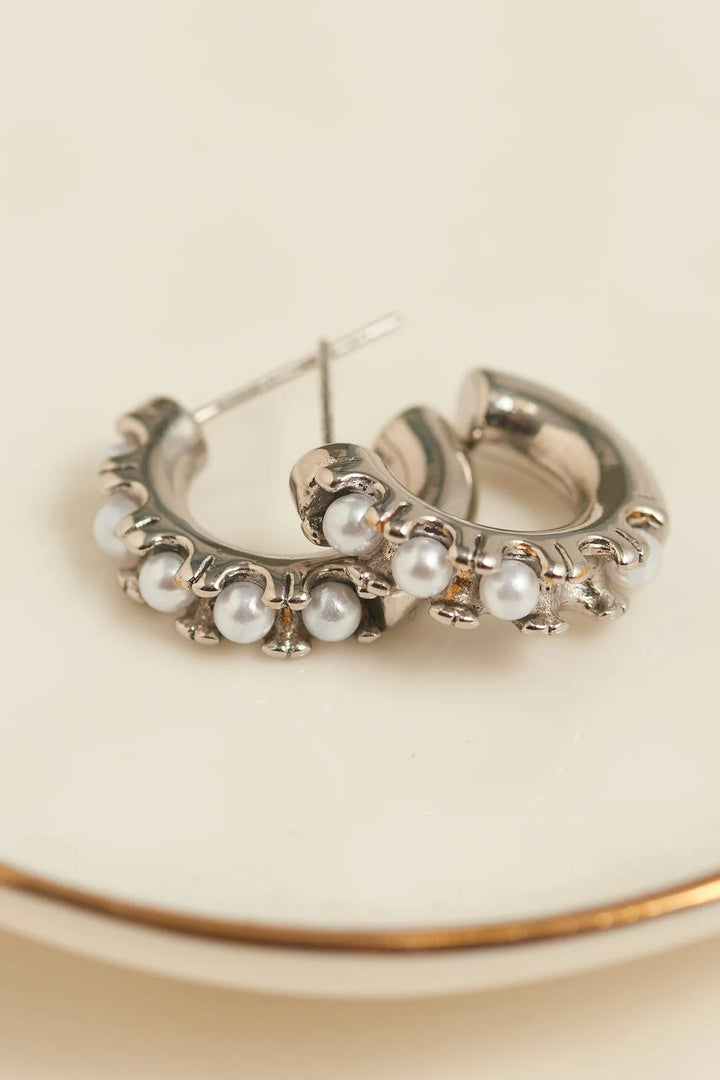 Narelle Waterproof Pearl C-Hoop Earrings
