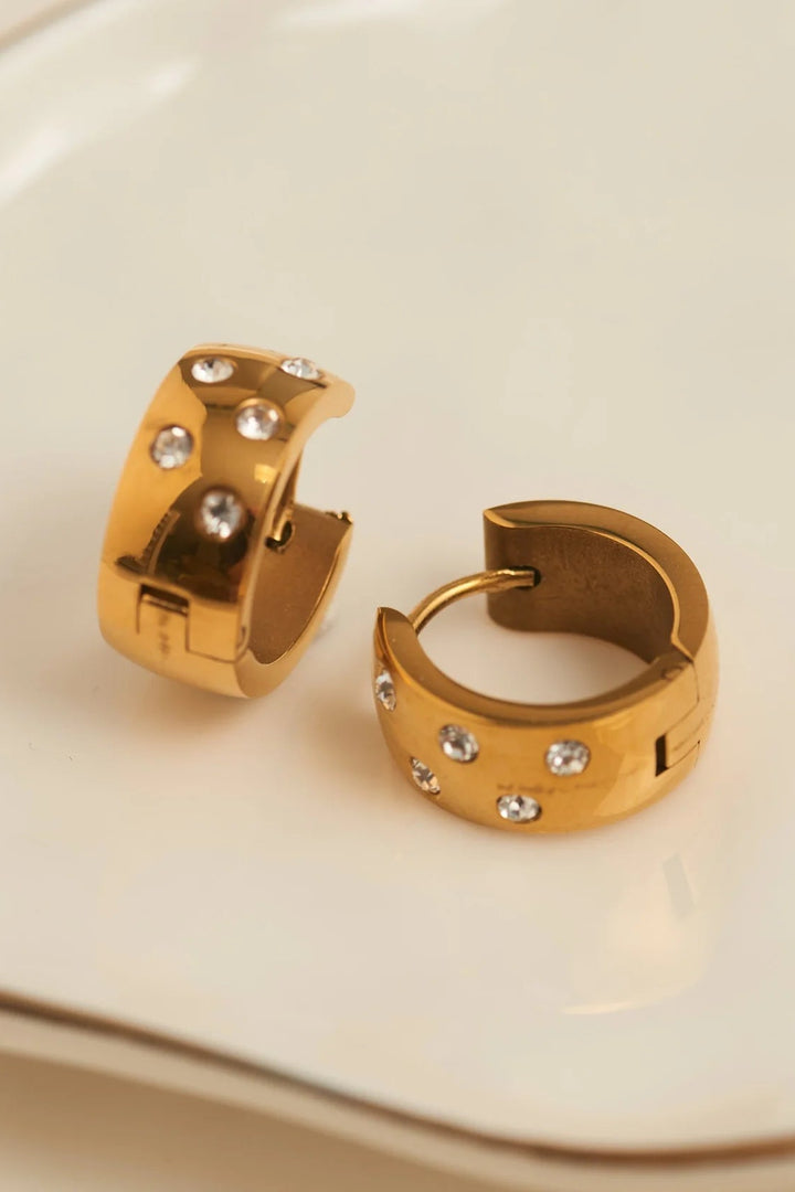 Narelle Waterproof Inlay Huggie Hoop Earrings
