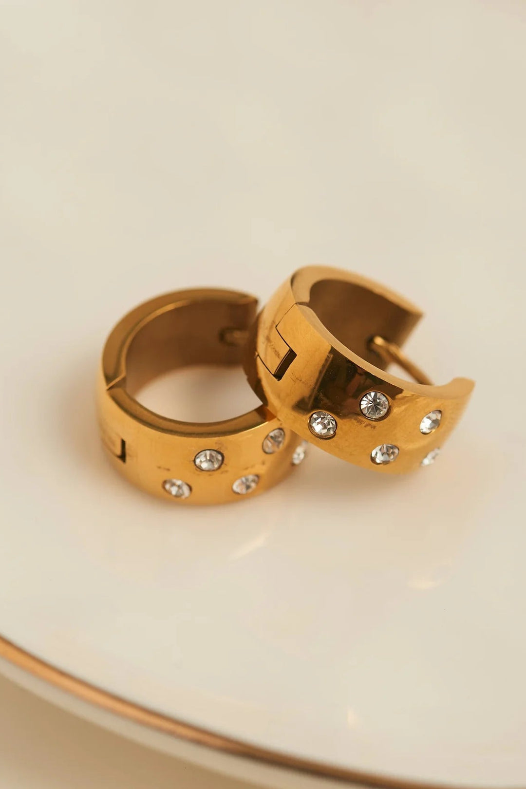 Narelle Waterproof Inlay Huggie Hoop Earrings