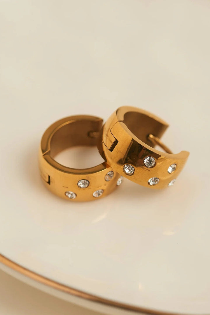 Narelle Waterproof Inlay Huggie Hoop Earrings