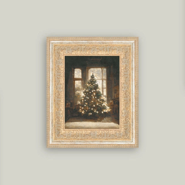Glowing Christmas Tree Framed Antique Art