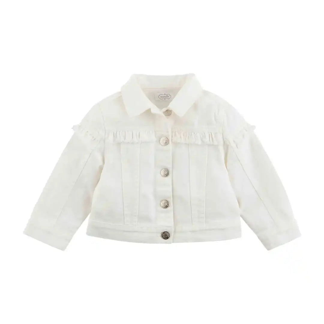 White Ruffled Denim Toddler Jacket