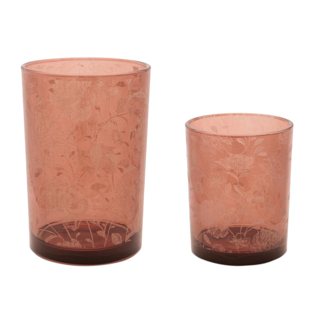 Amber Floral Patterned Candle Holder