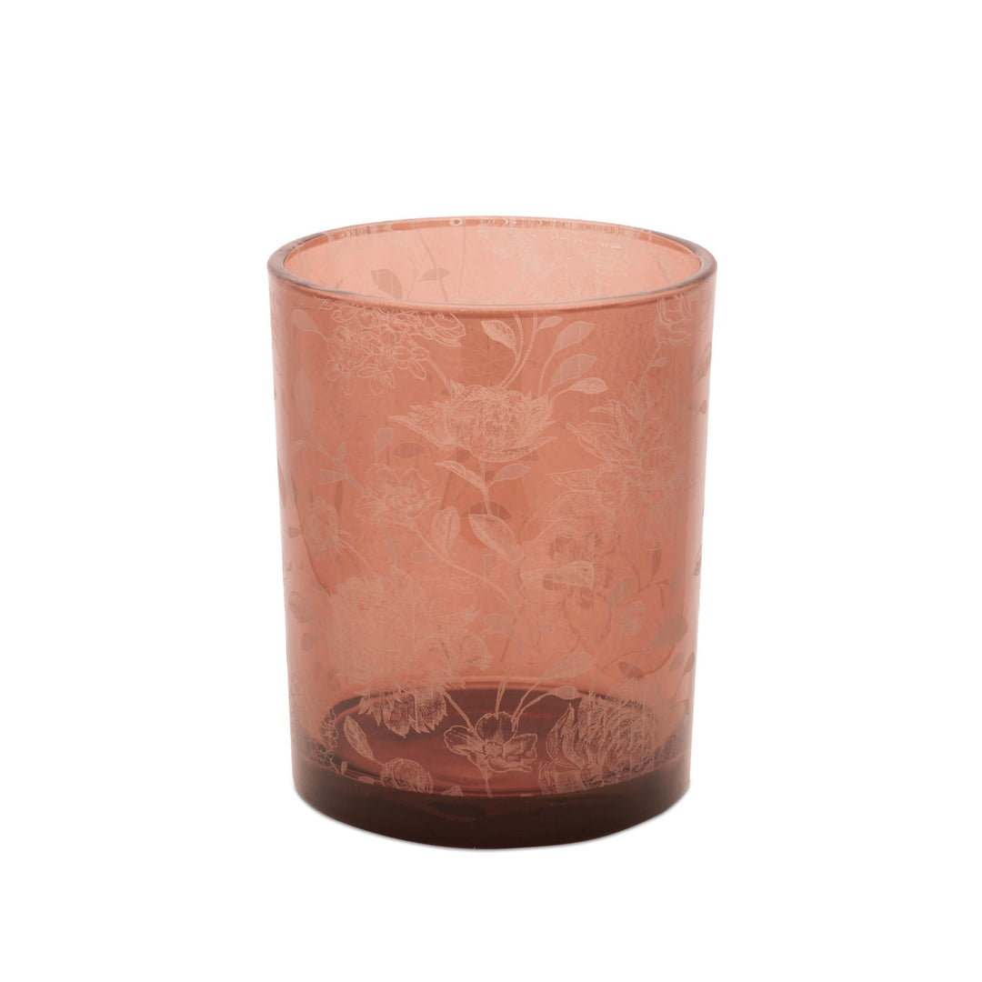 Amber Floral Patterned Candle Holder