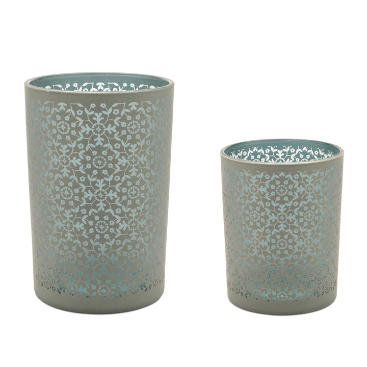 Botanical Sage Glass Candle Holder