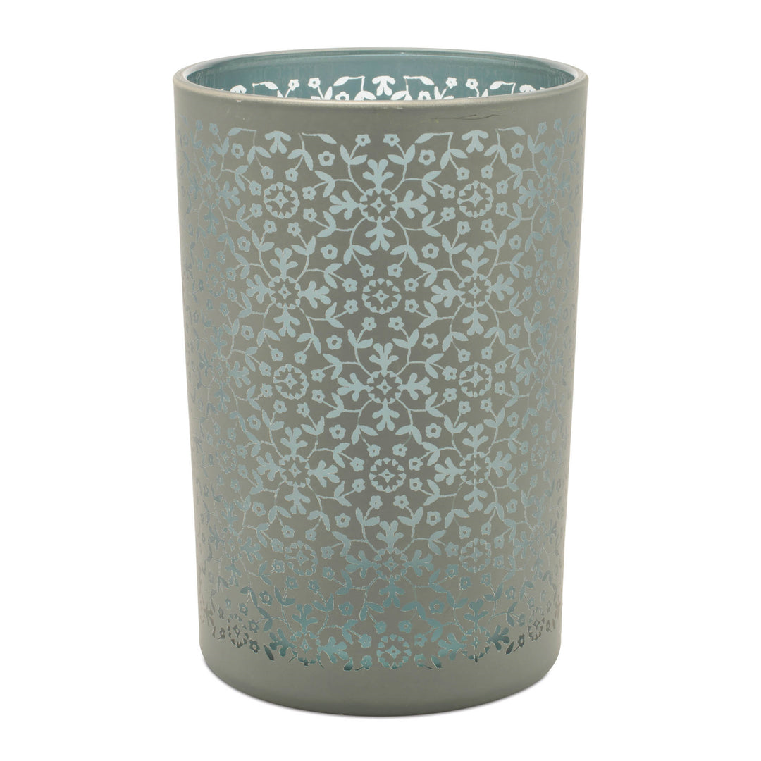 Botanical Sage Glass Candle Holder