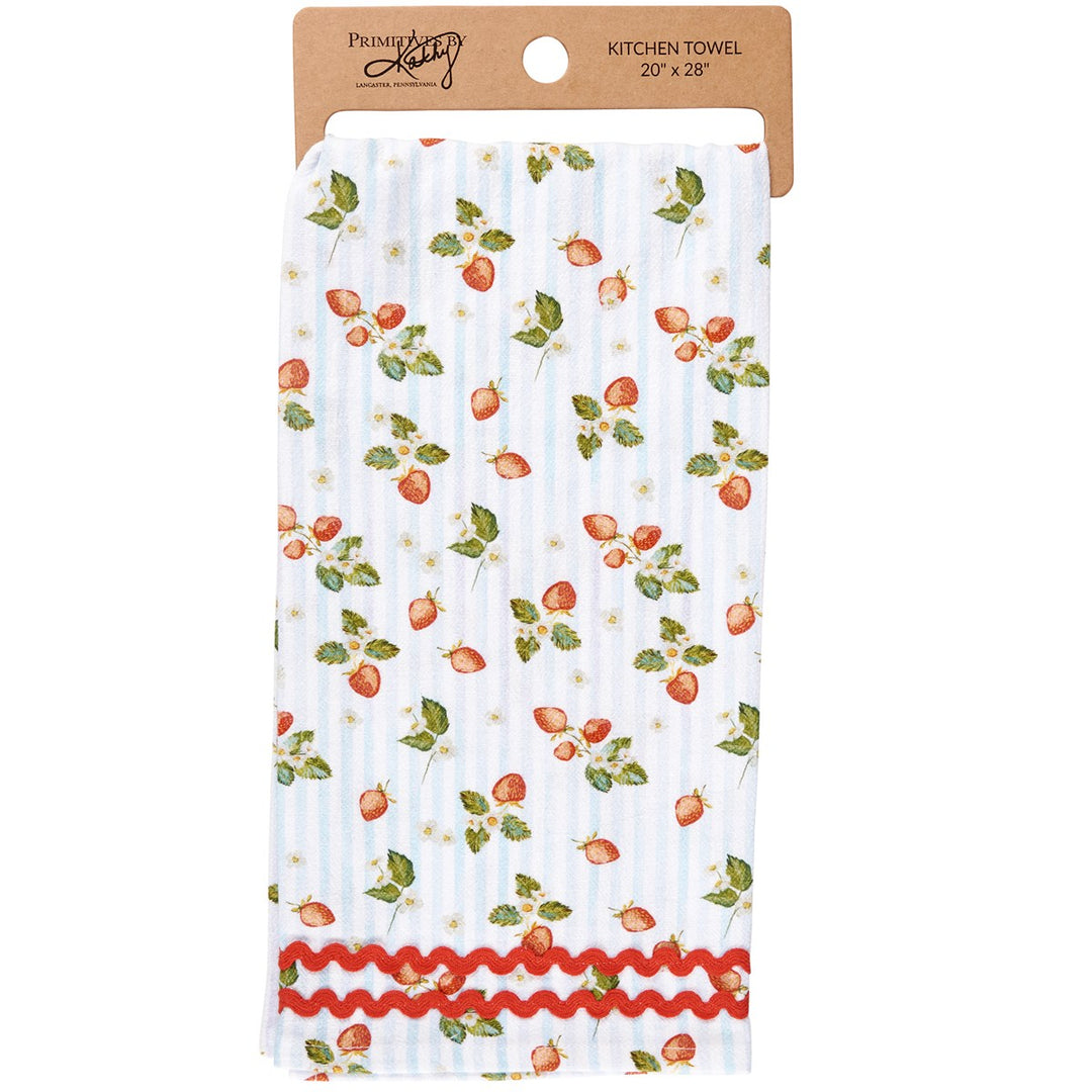 Blooming Strawberries Kitchen Towel