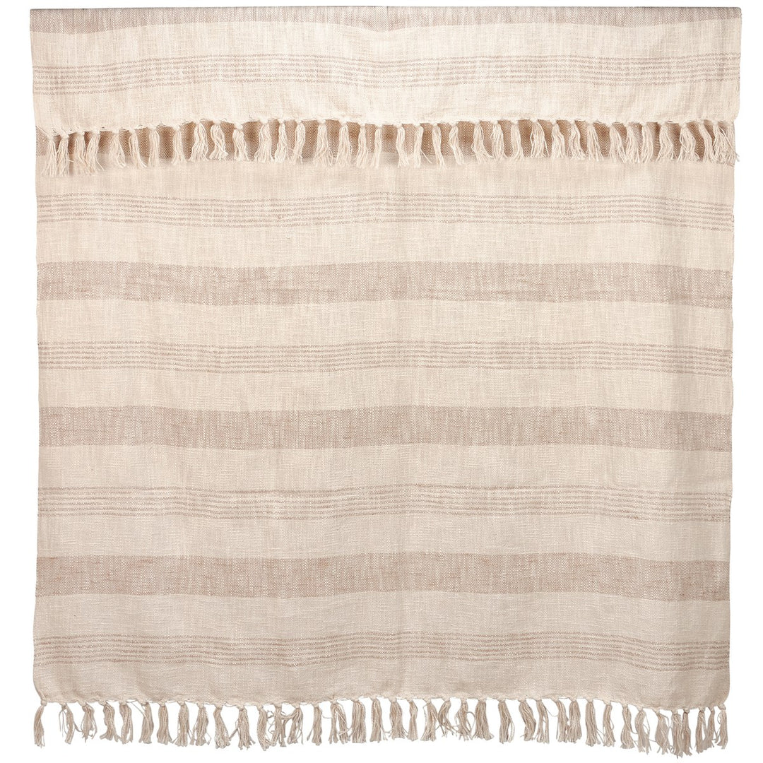 Tan Striped Fringe Throw