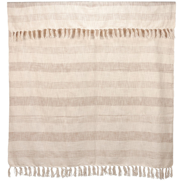 Tan Striped Fringe Throw