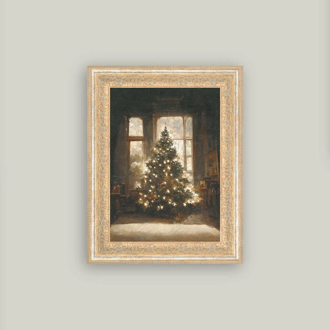 Glowing Christmas Tree Framed Antique Art