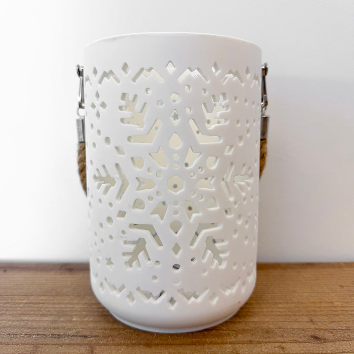 White Snowflake Cutout Lantern