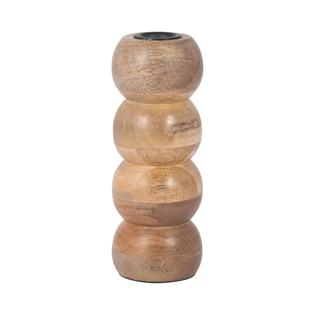 Wooden Bubble Ribbed Taper Holder